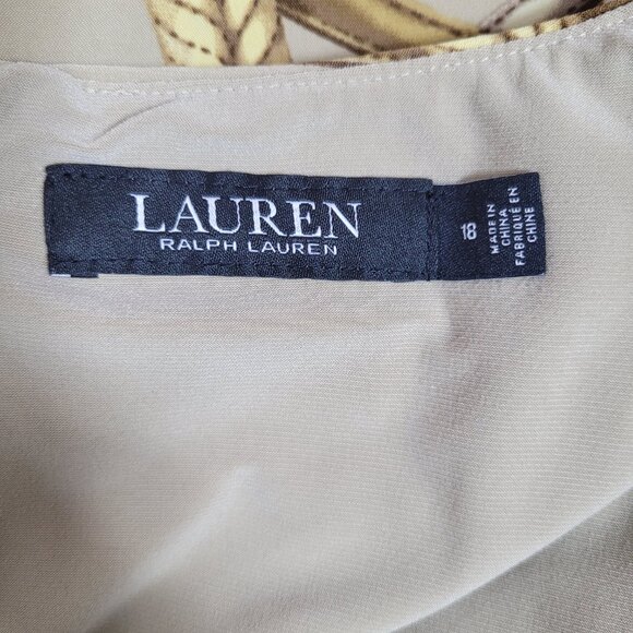 Lauren Ralph Lauren Chain Link Print Maxi Dress Size 18 Belted V-Neck Chic - Picture 11 of 13